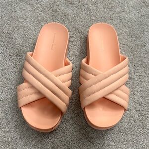 American Eagle Outfitters Peach Crisscross Slide Sandals